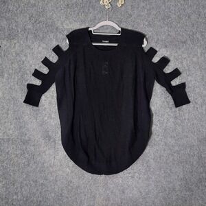 Express Women Tunic XS Lightweight Open Knit Cut Out Short Sleeve Grunge Punk